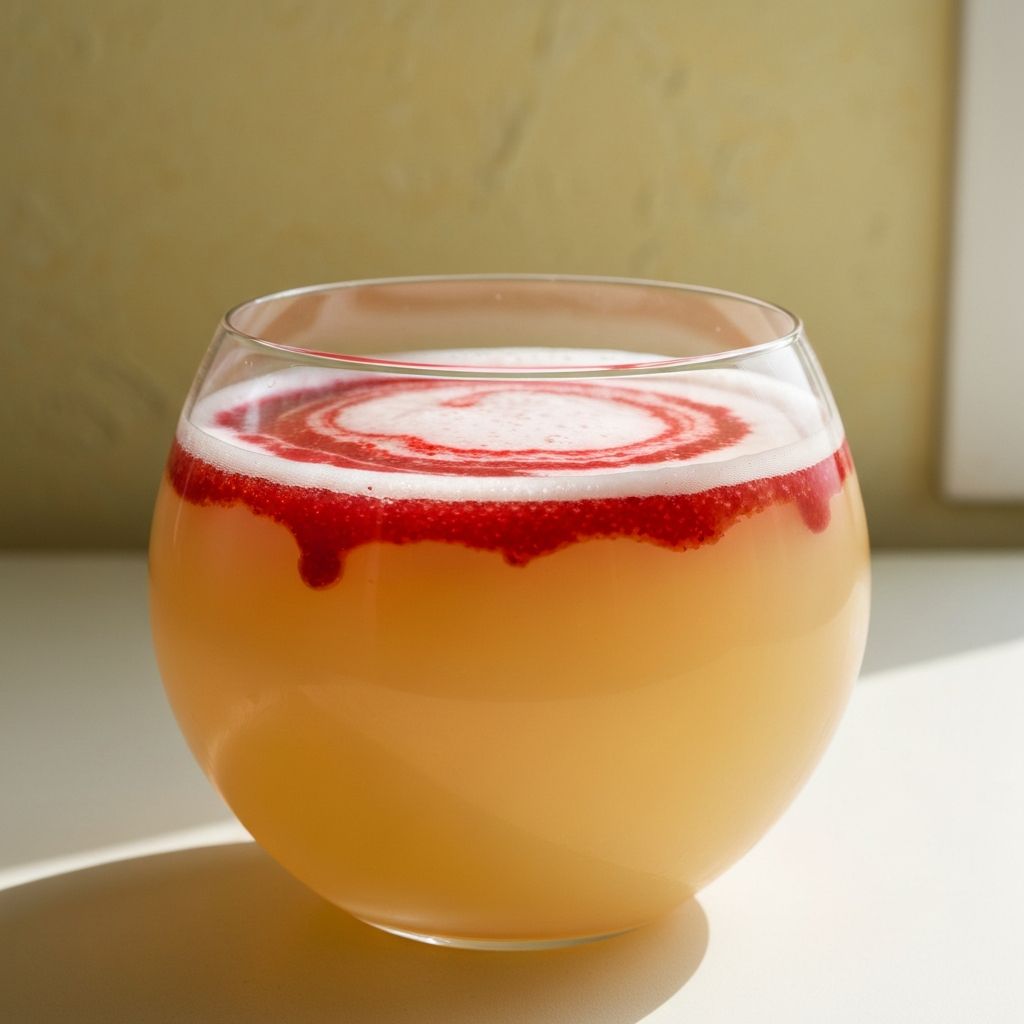 Berliner Weisse in einer breiten Glasschale mit rotem Sirup