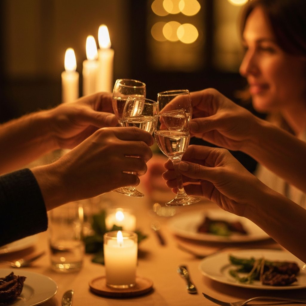 Gaeste beim geselligen Beisammensein am Abend