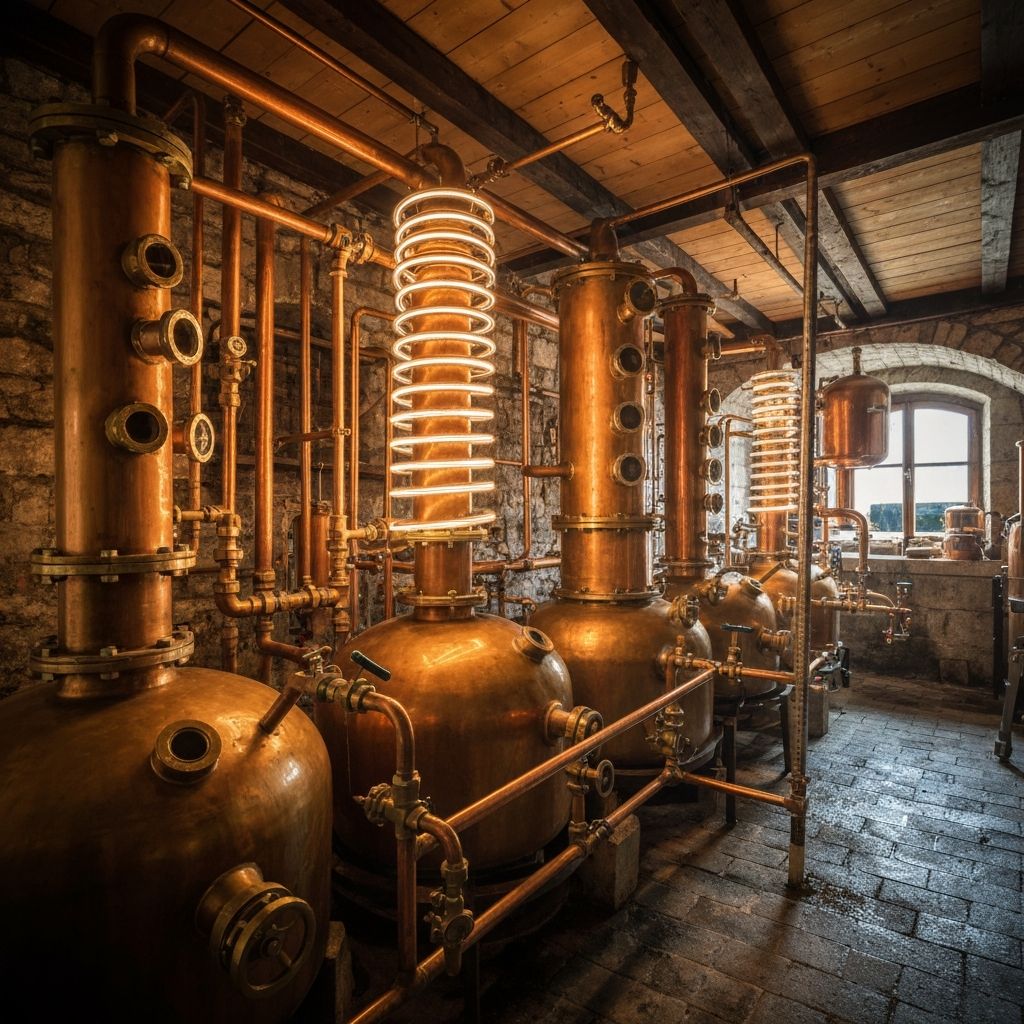 Alte Destillieranlage in einer traditionellen deutschen Brennerei