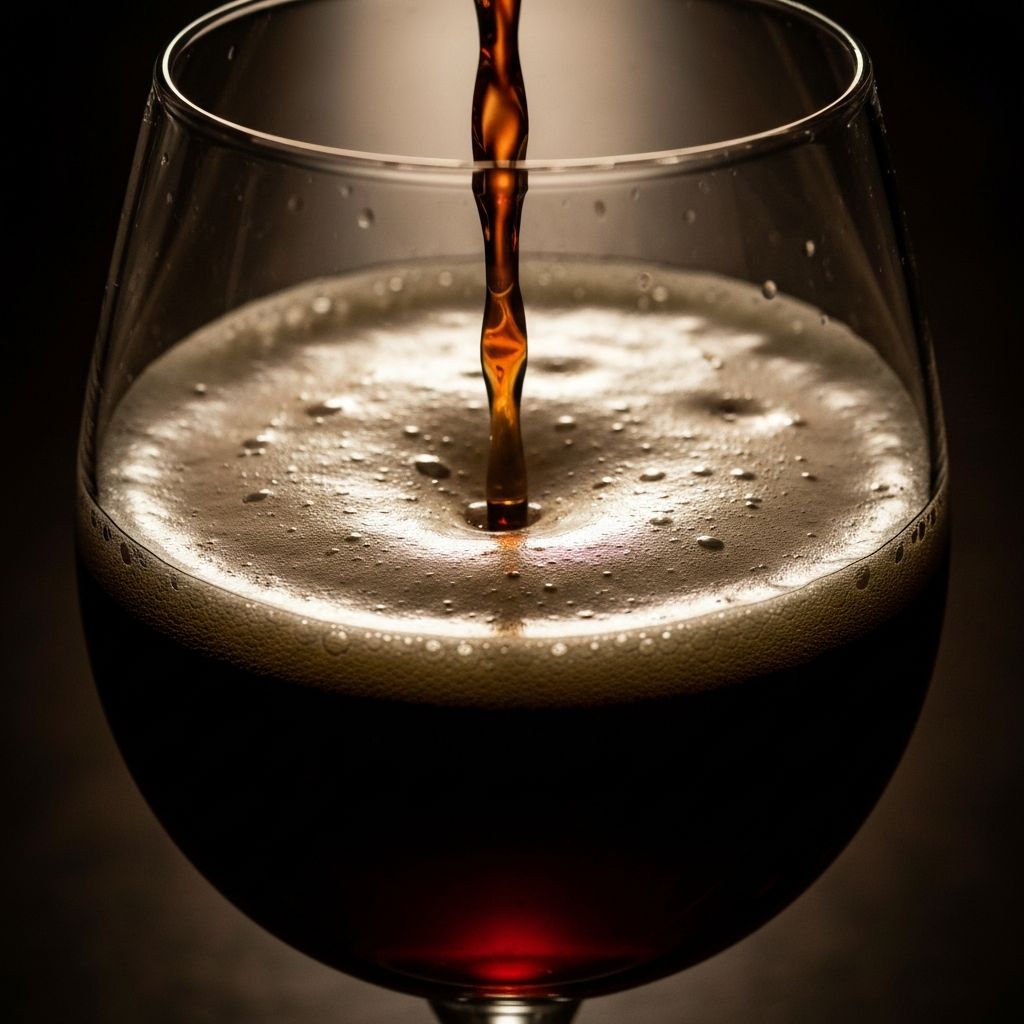 Schwarzbier in einem dunklen Bierglas mit Schaumkrone