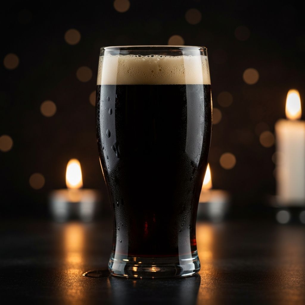 Dunkles Schwarzbier in einem klassischen Bierglas